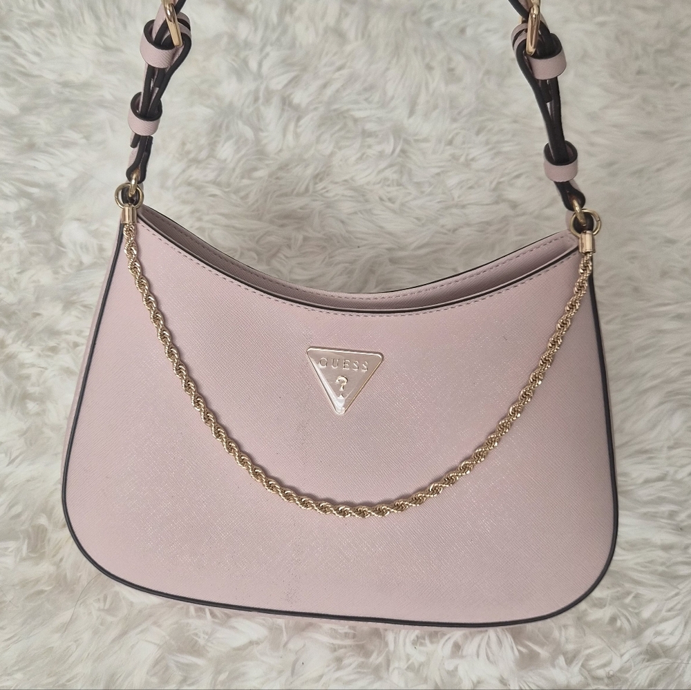 Guess Light Pink Noelle Top Zip Shoulder Bag